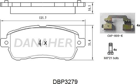 Danaher DBP3279 - Bremžu uzliku kompl., Disku bremzes autodraugiem.lv