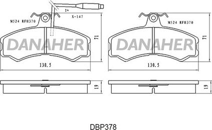 Danaher DBP378 - Bremžu uzliku kompl., Disku bremzes autodraugiem.lv