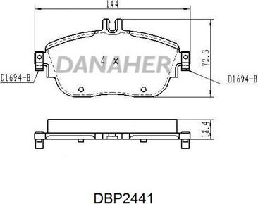 Danaher DBP2441 - Bremžu uzliku kompl., Disku bremzes autodraugiem.lv