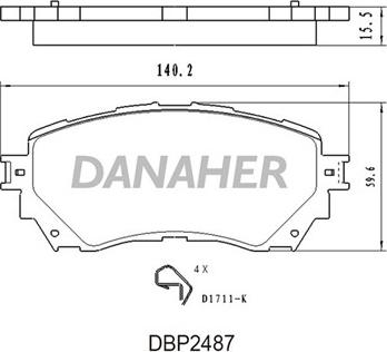 Danaher DBP2487 - Bremžu uzliku kompl., Disku bremzes autodraugiem.lv