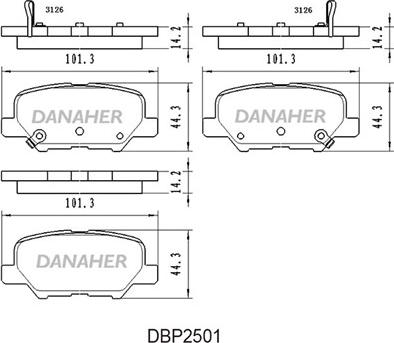 Danaher DBP2501 - Bremžu uzliku kompl., Disku bremzes autodraugiem.lv