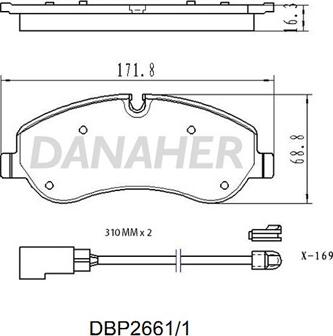 Danaher DBP2661/1 - Bremžu uzliku kompl., Disku bremzes autodraugiem.lv