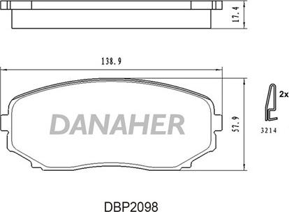 Danaher DBP2098 - Bremžu uzliku kompl., Disku bremzes autodraugiem.lv