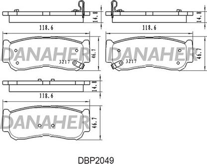 Danaher DBP2049 - Bremžu uzliku kompl., Disku bremzes autodraugiem.lv