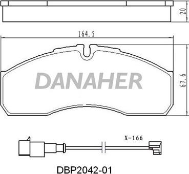 Danaher DBP2042-01 - Bremžu uzliku kompl., Disku bremzes autodraugiem.lv