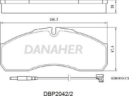 Danaher DBP2042/2 - Bremžu uzliku kompl., Disku bremzes autodraugiem.lv