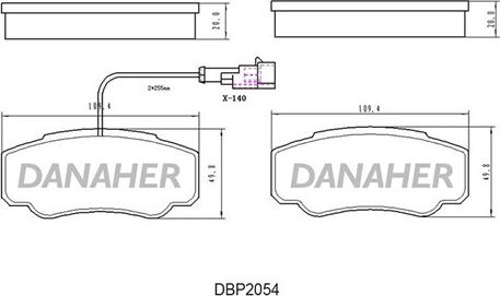 Danaher DBP2054 - Bremžu uzliku kompl., Disku bremzes autodraugiem.lv