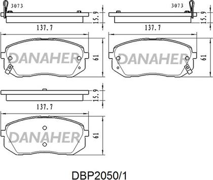 Danaher DBP2050/1 - Bremžu uzliku kompl., Disku bremzes autodraugiem.lv