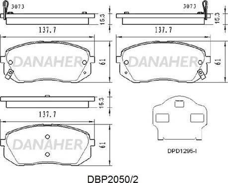 Danaher DBP2050/2 - Bremžu uzliku kompl., Disku bremzes autodraugiem.lv