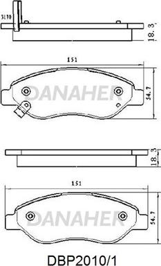 Danaher DBP2010/1 - Bremžu uzliku kompl., Disku bremzes autodraugiem.lv