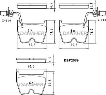 Danaher DBP2089 - Bremžu uzliku kompl., Disku bremzes autodraugiem.lv