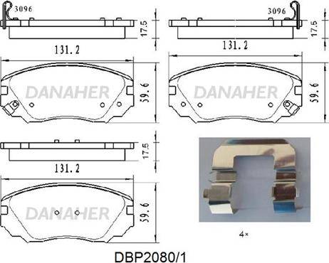 Danaher DBP2080/1 - Bremžu uzliku kompl., Disku bremzes autodraugiem.lv