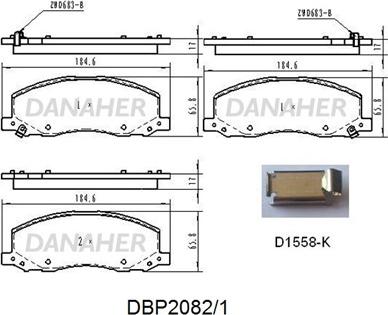 Danaher DBP2082/1 - Bremžu uzliku kompl., Disku bremzes autodraugiem.lv