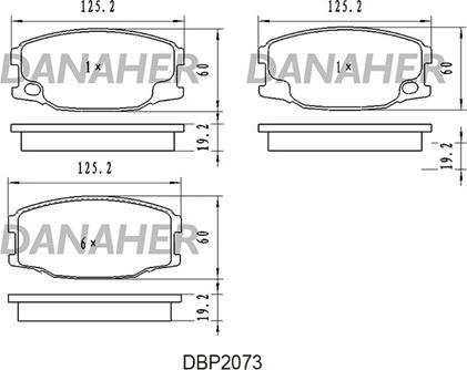 Danaher DBP2073 - Bremžu uzliku kompl., Disku bremzes autodraugiem.lv