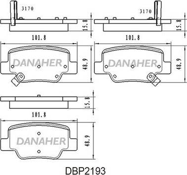 Danaher DBP2193 - Bremžu uzliku kompl., Disku bremzes autodraugiem.lv