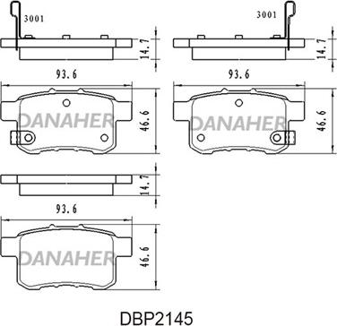 Danaher DBP2145 - Bremžu uzliku kompl., Disku bremzes autodraugiem.lv