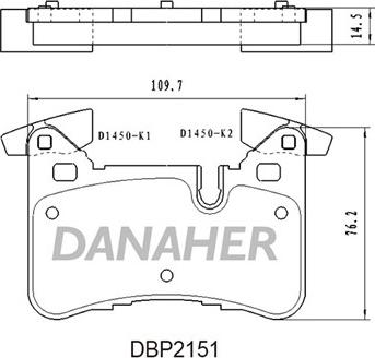 Danaher DBP2151 - Bremžu uzliku kompl., Disku bremzes autodraugiem.lv