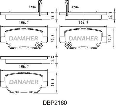 Danaher DBP2160 - Bremžu uzliku kompl., Disku bremzes autodraugiem.lv