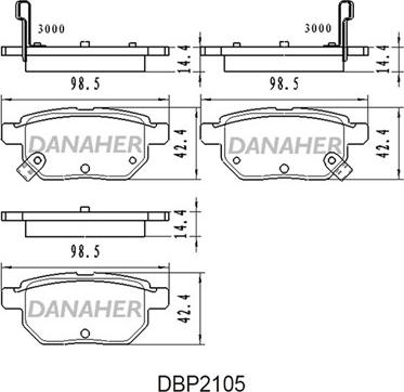 Danaher DBP2105 - Bremžu uzliku kompl., Disku bremzes autodraugiem.lv