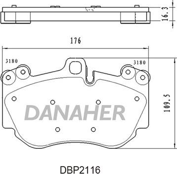 Danaher DBP2116 - Bremžu uzliku kompl., Disku bremzes autodraugiem.lv