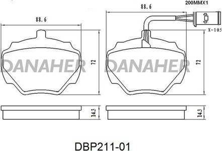 Danaher DBP211-01 - Bremžu uzliku kompl., Disku bremzes autodraugiem.lv