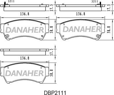 Danaher DBP211/1 - Bremžu uzliku kompl., Disku bremzes autodraugiem.lv