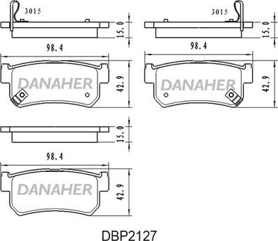 Danaher DBP2127 - Bremžu uzliku kompl., Disku bremzes autodraugiem.lv