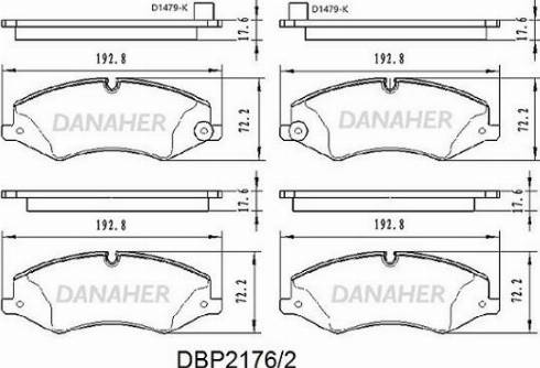 Danaher DBP2176/2 - Bremžu uzliku kompl., Disku bremzes autodraugiem.lv