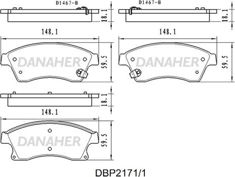 Danaher DBP2171/1 - Bremžu uzliku kompl., Disku bremzes autodraugiem.lv