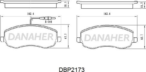 Danaher DBP2173 - Bremžu uzliku kompl., Disku bremzes autodraugiem.lv