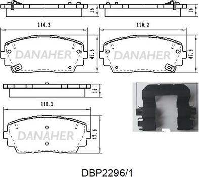 Danaher DBP2296/1 - Bremžu uzliku kompl., Disku bremzes autodraugiem.lv