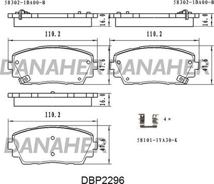 Danaher DBP2296 - Bremžu uzliku kompl., Disku bremzes autodraugiem.lv