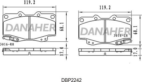 Danaher DBP2242 - Bremžu uzliku kompl., Disku bremzes autodraugiem.lv