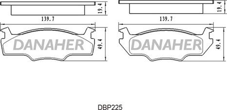 Danaher DBP225 - Bremžu uzliku kompl., Disku bremzes autodraugiem.lv