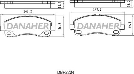 Danaher DBP2204 - Bremžu uzliku kompl., Disku bremzes autodraugiem.lv