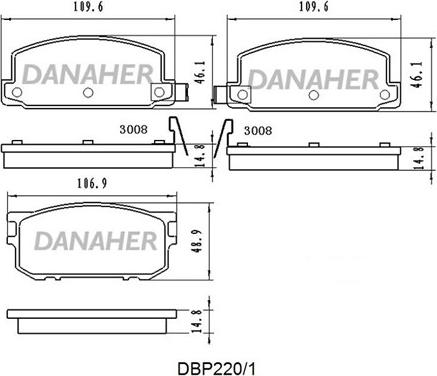 Danaher DBP220/1 - Bremžu uzliku kompl., Disku bremzes autodraugiem.lv