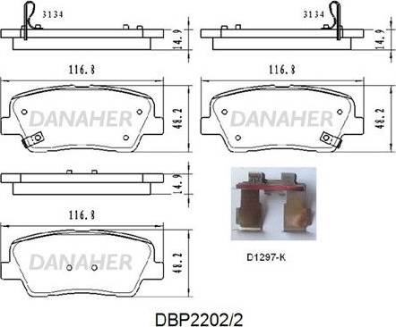 Danaher DBP2202/2 - Bremžu uzliku kompl., Disku bremzes autodraugiem.lv