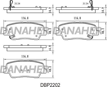 Danaher DBP2202 - Bremžu uzliku kompl., Disku bremzes autodraugiem.lv