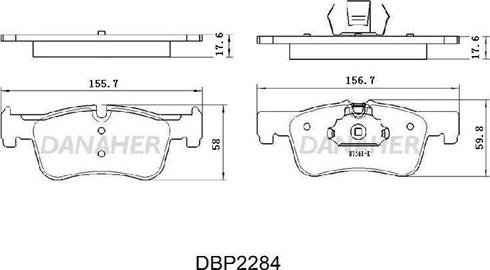 Danaher DBP2284 - Bremžu uzliku kompl., Disku bremzes autodraugiem.lv