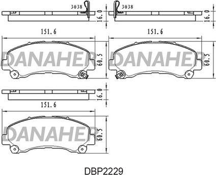 Danaher DBP2229 - Bremžu uzliku kompl., Disku bremzes autodraugiem.lv