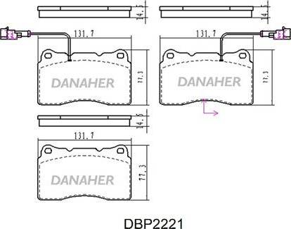 Danaher DBP2221 - Bremžu uzliku kompl., Disku bremzes autodraugiem.lv