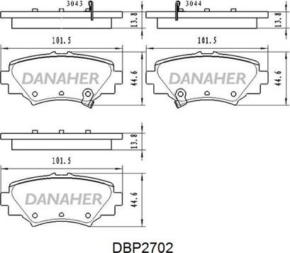 Danaher DBP2702 - Bremžu uzliku kompl., Disku bremzes autodraugiem.lv