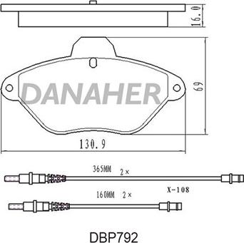 Danaher DBP792 - Bremžu uzliku kompl., Disku bremzes autodraugiem.lv