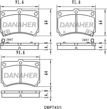 Danaher DBP743/1 - Bremžu uzliku kompl., Disku bremzes autodraugiem.lv