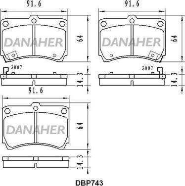 Danaher DBP743 - Bremžu uzliku kompl., Disku bremzes autodraugiem.lv