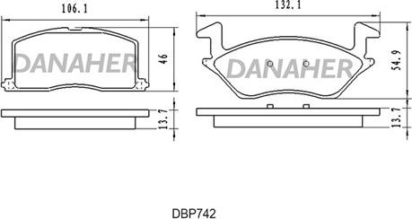 Danaher DBP742 - Bremžu uzliku kompl., Disku bremzes autodraugiem.lv