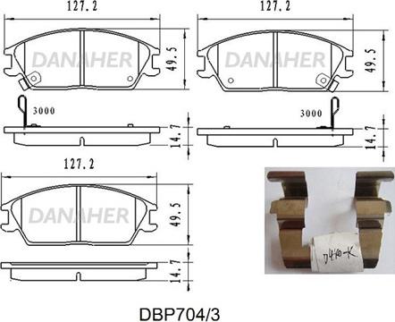 Danaher DBP704/3 - Bremžu uzliku kompl., Disku bremzes autodraugiem.lv