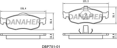 Danaher DBP781-01 - Bremžu uzliku kompl., Disku bremzes autodraugiem.lv