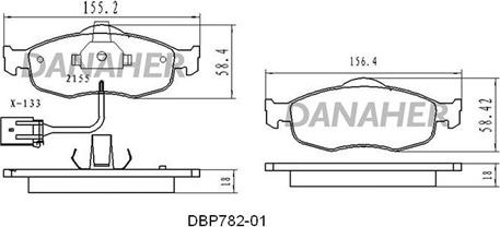 Danaher DBP782-01 - Bremžu uzliku kompl., Disku bremzes autodraugiem.lv