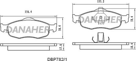 Danaher DBP782/1 - Bremžu uzliku kompl., Disku bremzes autodraugiem.lv